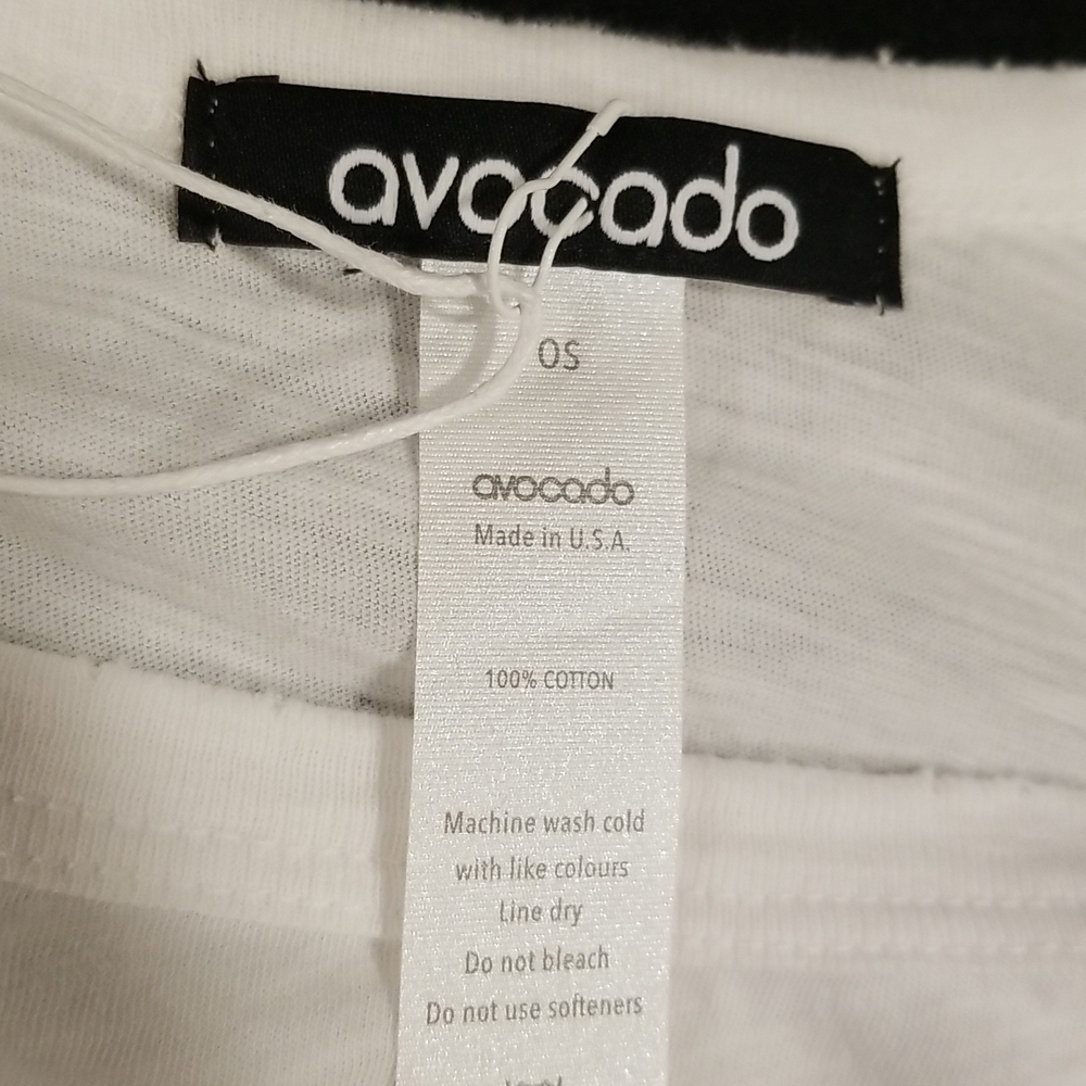 💕AVOCADO💕 Cloud Tee ~ Front Knot High Low Hem 100% Cotton White One Size NWT - Picture 6 of 7